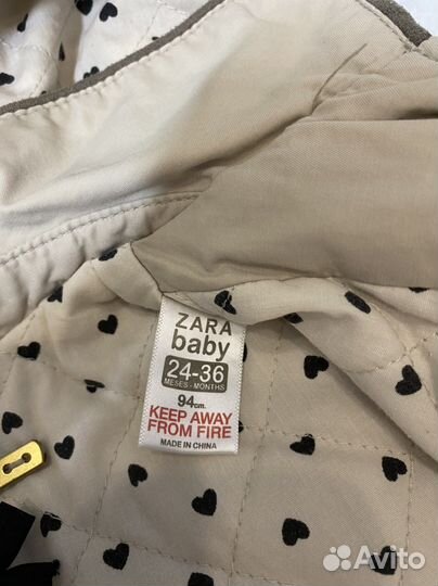 Утепленный тренч для девочки Zara р.86-98