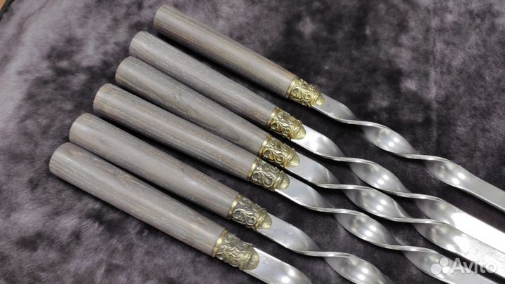 Набор шампуров (ручка мореный дуб, плоские)