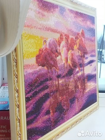 Картина Фламинго в алмазной технике