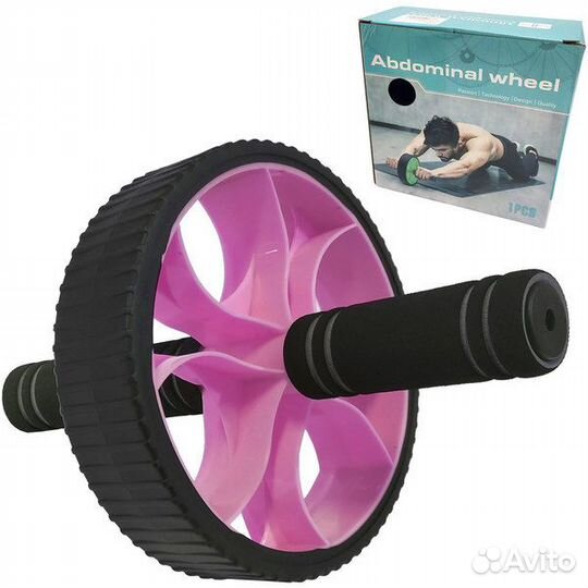 Ролик колесо для пресса гимнастический широкий роз