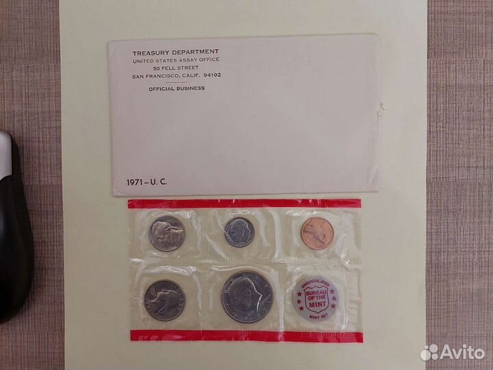 Монеты США годовой набор 1971 год запайка красная