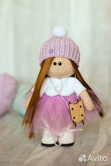 Вязаные игрушки. Вязаные куклы крючком. 35 и 20 см