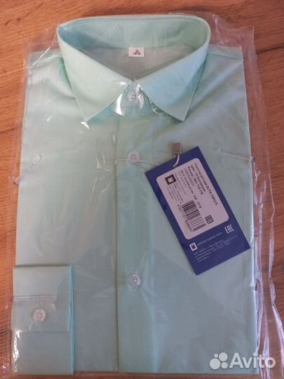Рубашка новая школьная мятного цвета р.110- 116