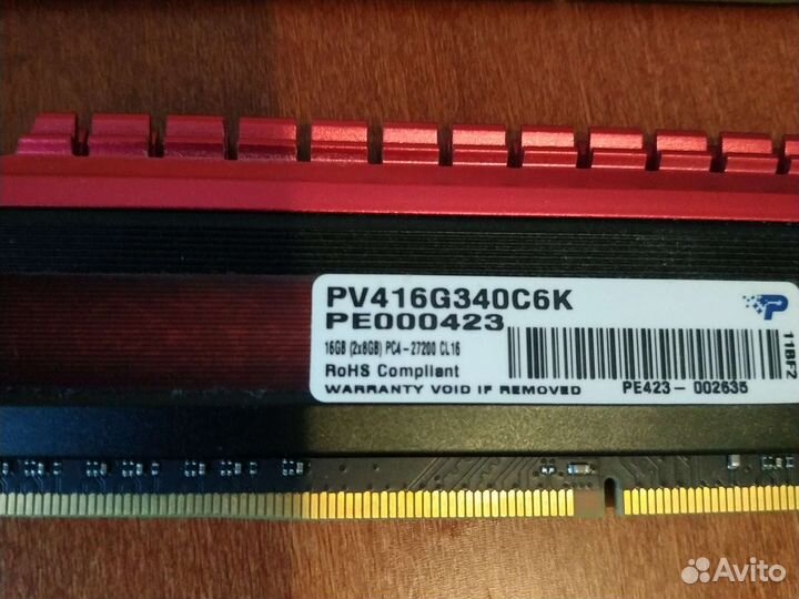Оперативная память ddr4 16gb(2х8) PV416G340C6K