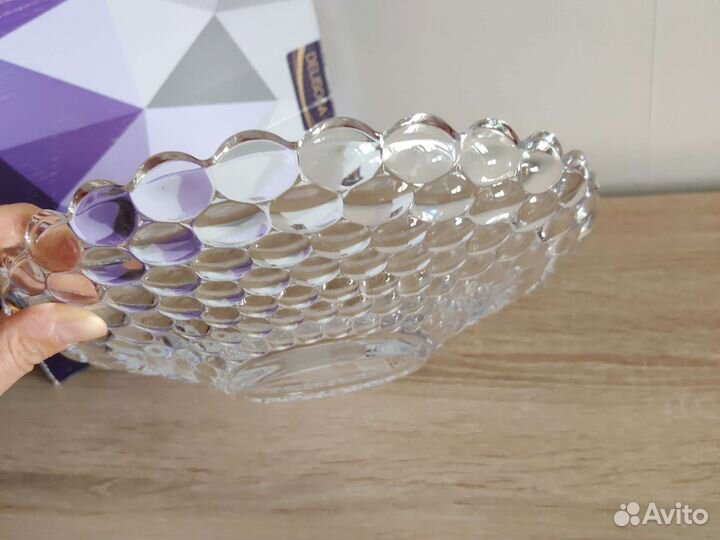 Изумительное стеклянное блюдо для сервировки новое