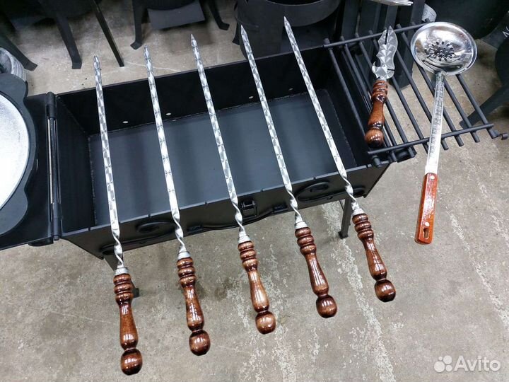 Мангал+ казан 6л+шампура+шумовка+нож-вилка