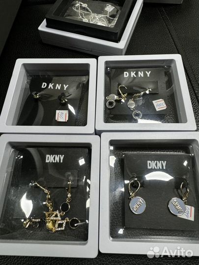 Серьги Dkny Оригинпл золото эмаль