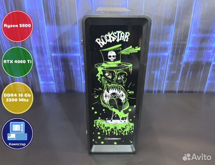 Мощный пк 2024 AMD5600-RTX4060Ti-16DDR4-LXZ536-A520