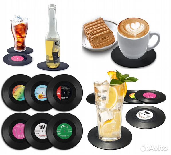 Подставки под напитки «виниловые пластинки»