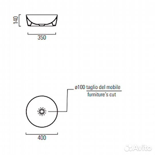 Раковина-чаша GSI Nubes 40 903916 Bistro Opaco