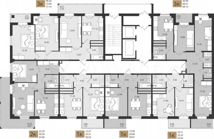 3-к. квартира, 69,1 м², 10/16 эт.