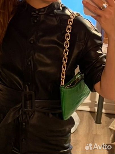 Сумка zara зелёная крокодиловая