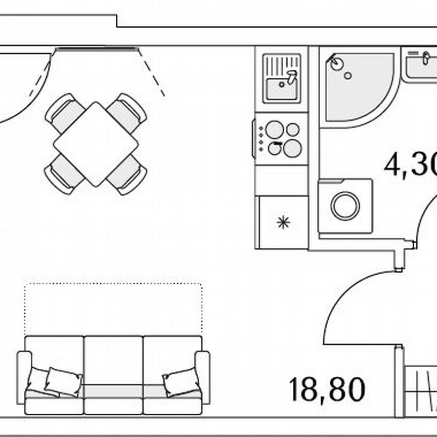 Квартира-студия, 26,7 м², 3/13 эт.