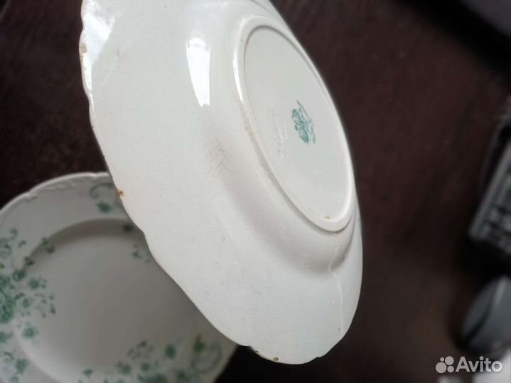 2 тарелки, кузнецовский фаянс