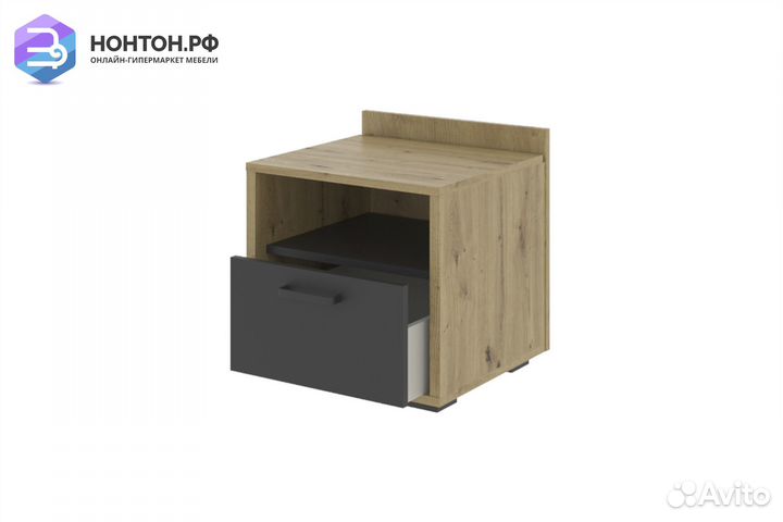 Тумба прикроватная kubo артизан / чёрный / серый