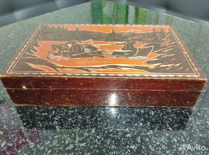 Шкатулка деревянная СССР, винтаж, редкость