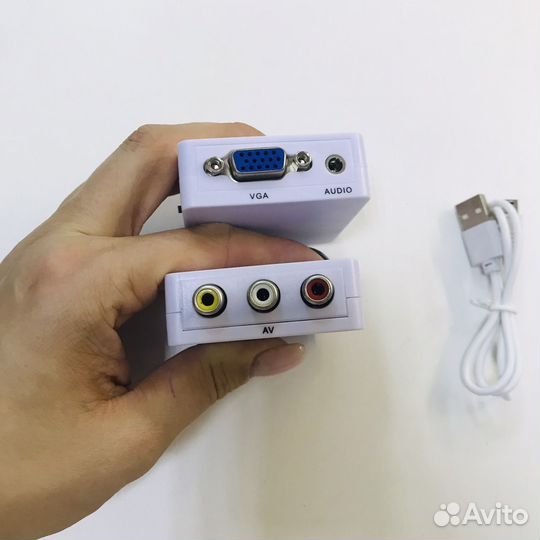 Переходник конвертер с 3xRCA на VGA (1080P)