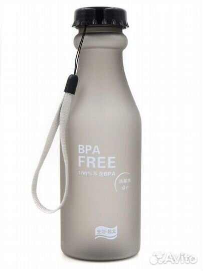 Бутылка матовая bpa free фитнес, серая