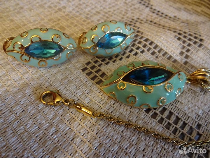 Комплект бижутерии Италия сапфиры эмаль 4 предмета