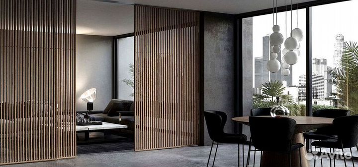 Межкомнатные перегородки. Раздвижные двери из реек