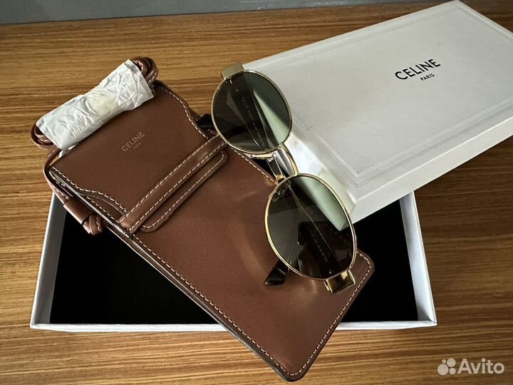 Celine pre-owned очки Triomphe metal gold