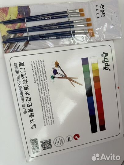 Яркие акриловые краски 24 шт + кисточки