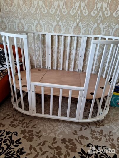Детская кроватка трансформер с маятником и колёса