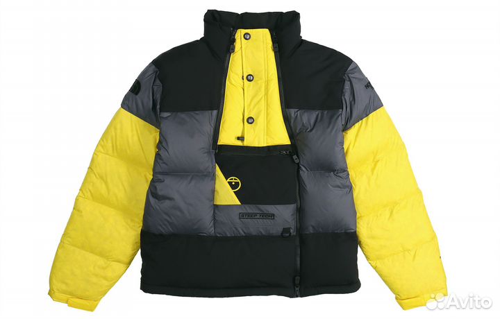 THE north face Down Jacket Men Black Gray Yellow (XXS)(11)