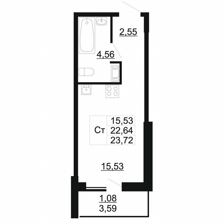 Квартира-студия, 23,7 м², 9/11 эт.