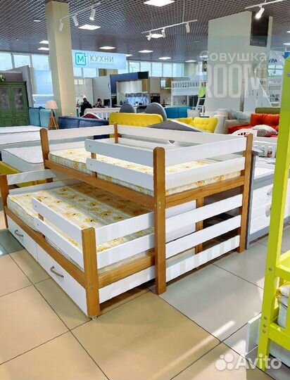 Детская двухъярусная кровать выкатная