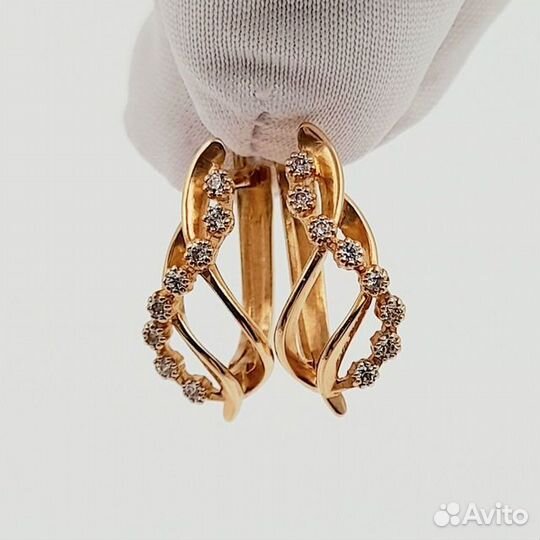 Серьги с синтетическим камнем Золото