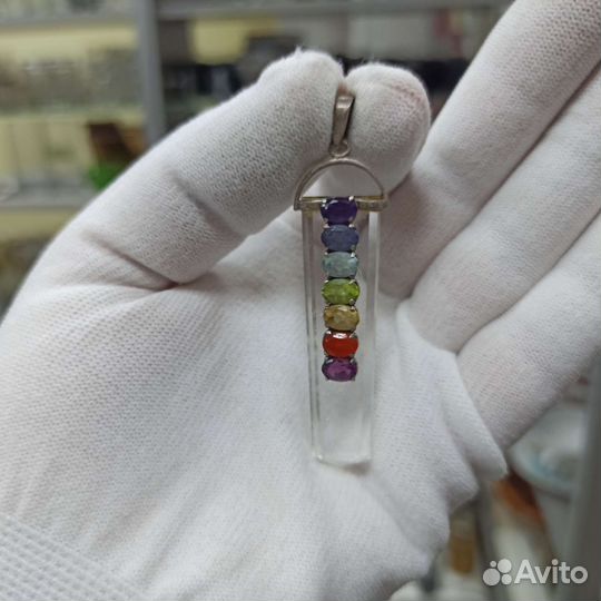 Кулон Горный Хрусталь Самоцветы Серебро Ретро