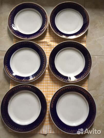 Чайные чашки и блюдца лфз и 6 тарелок СССР