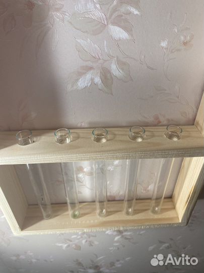 Кашпо, ваза деревянная с колбами, рамка