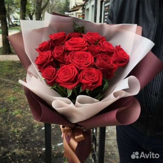 15 красных роз Цветы Букет Розы Красноярск