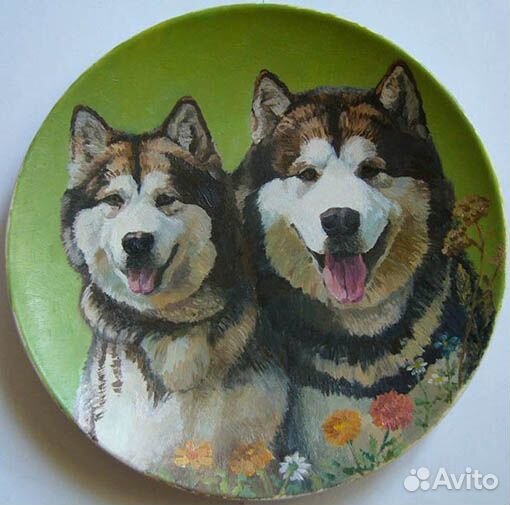 Портрет собаки (На заказ) на керамической тарелке