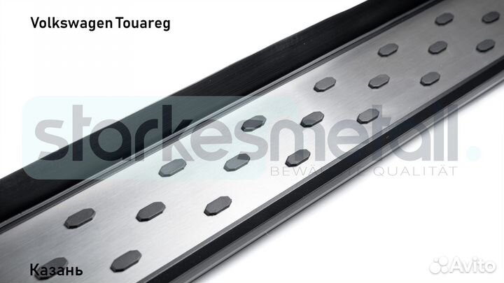 Пороги подножки Volkswagen Touareg с нержавеющей площадкой