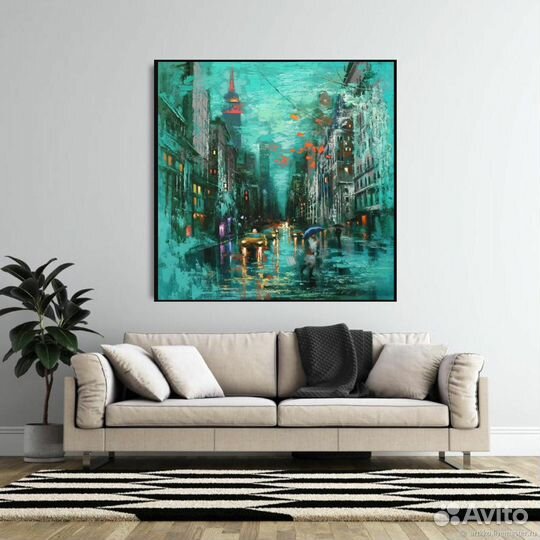 Интерьерная картина городской пейзаж премиум холст