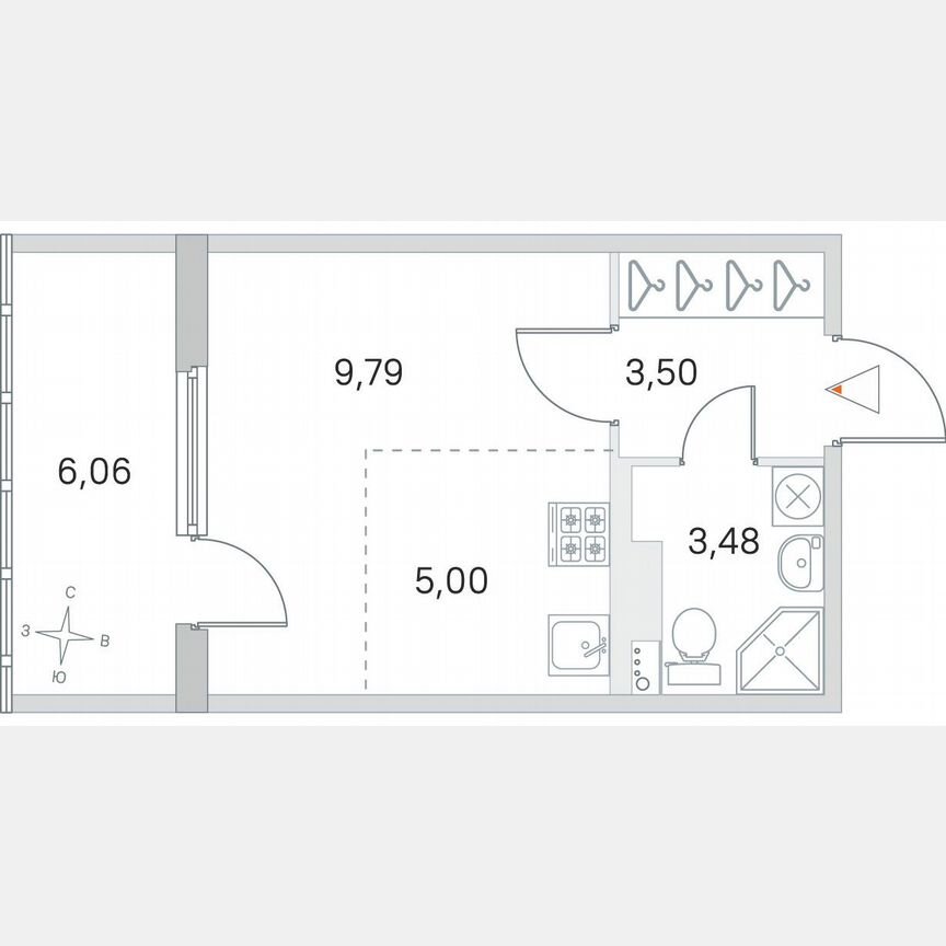 Квартира-студия, 24,8 м², 4/4 эт.