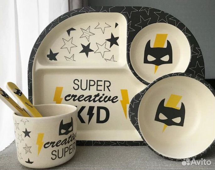 Набор бамбуковой посуды Batman новый