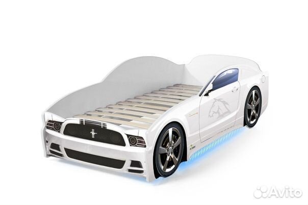 Кровать машинка Мустанг белая