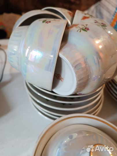 Сервиз перламутровый - Красный фарфорист, СССР