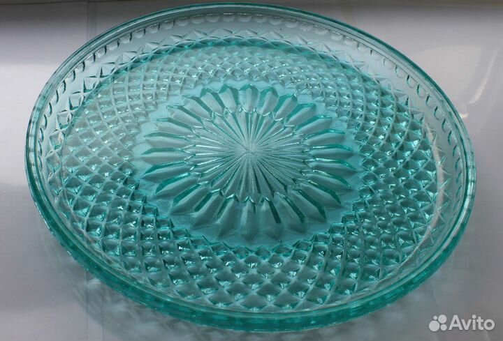 Блюдо хрустальное цветное стекло СССР