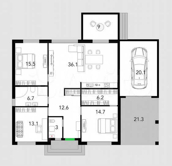 Дом 118 м² на участке 8 сот.