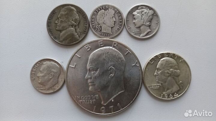 Монеты США в т.ч. серебряные и Китая