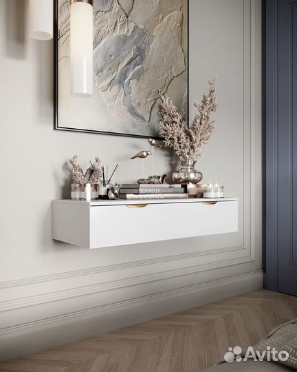 Консоль подвесная фасад прямой белый