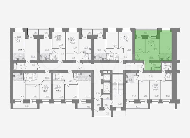 2-к. квартира, 66,2 м², 2/16 эт.