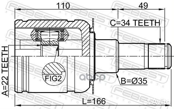 ШРУС внутренний правый 22X35X34 подходит для CA