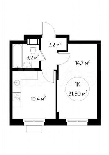 1-к. апартаменты, 31,5 м², 13/17 эт.