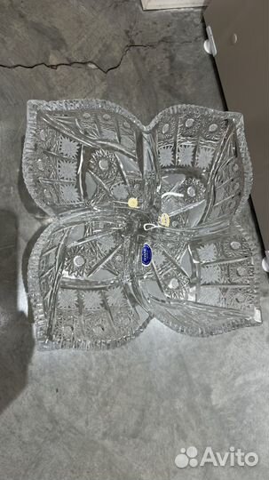 Хрустальная менажница богемия